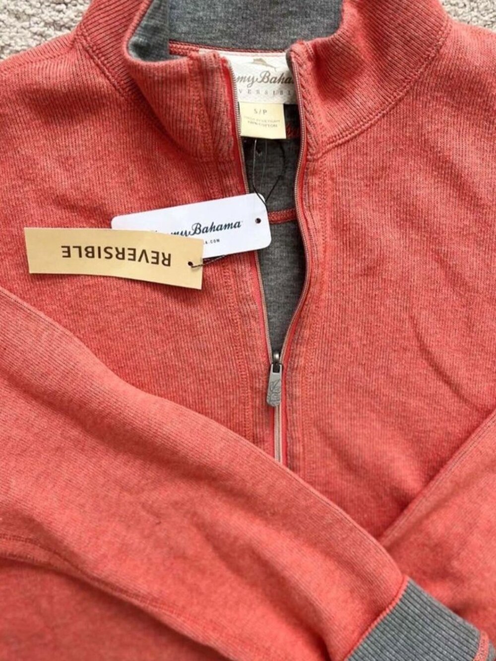 Tommy Bahama Men's NWT Flipside Qtr Zip Sweater Reversible Sweatshirt SMALL